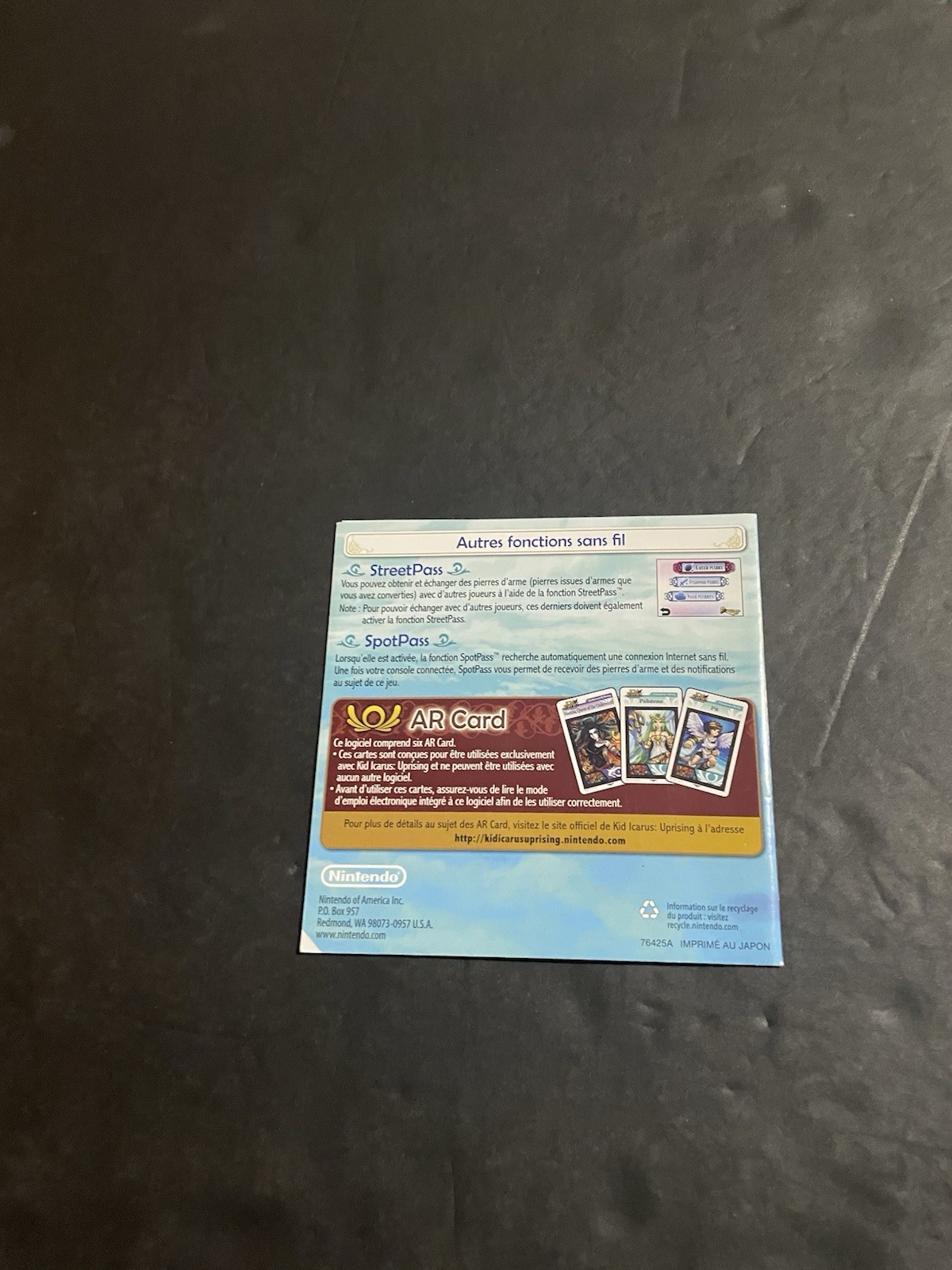 kid icarus uprising 3ds Manual only