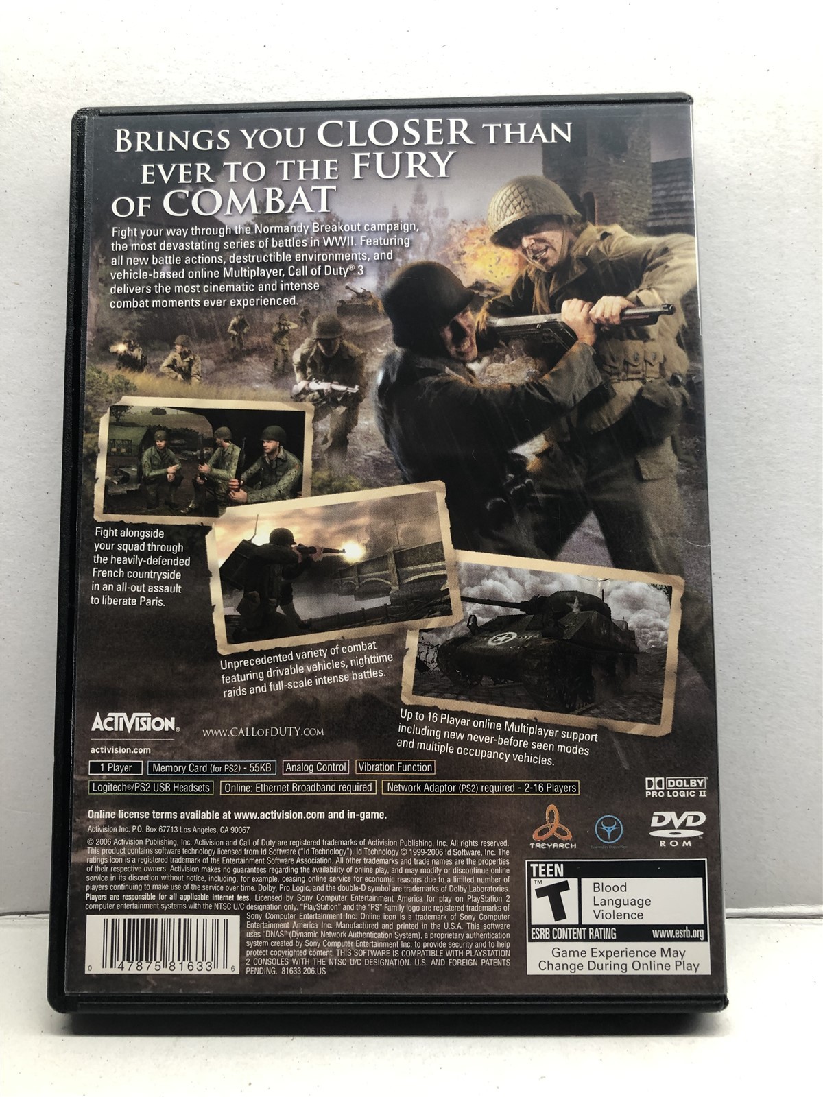 Call of Duty 3 (Sony PlayStation 2, 2006) Complete Tested Working – Free Ship