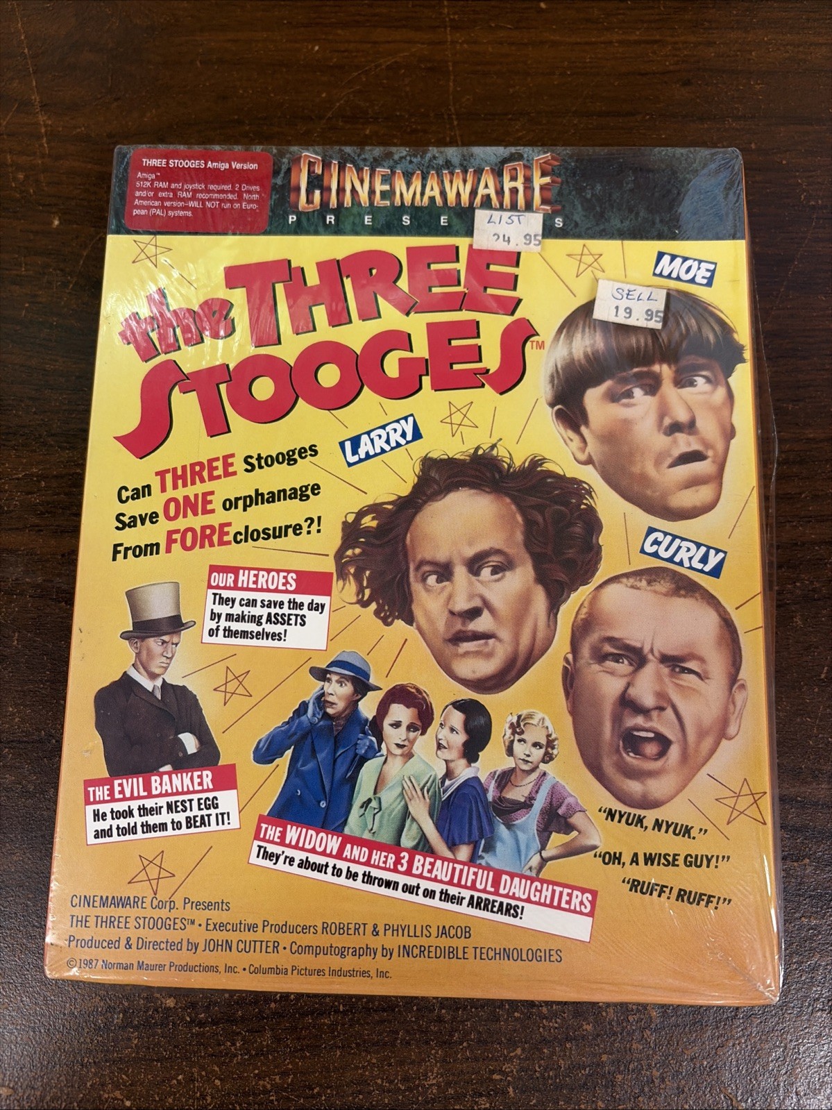 Amiga The Three Stooges Cinemaware 1987 Big Box Computer Game NOS