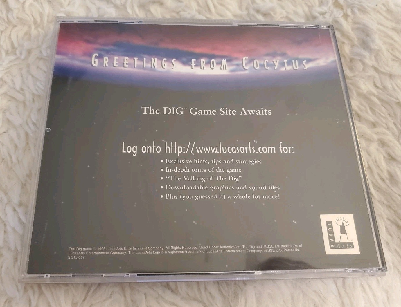 DIG For Macintosh PC Game CD ROM 1995 Lucas Arts SCI FI Excellent
