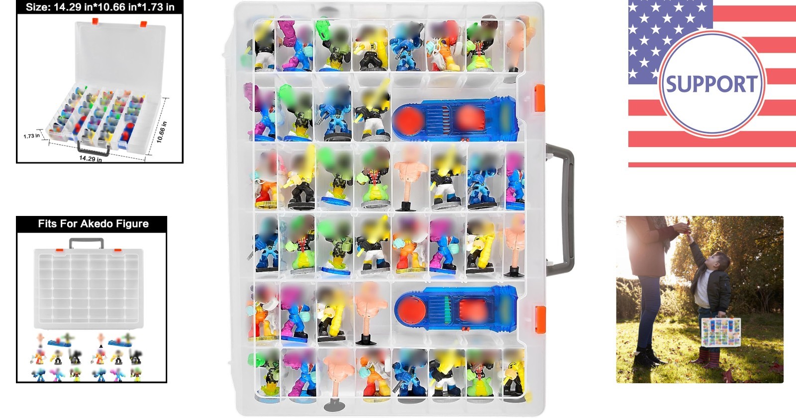 Durable Waterproof Toy Storage Box for Akedo Ultimate Arcade Warriors Figures