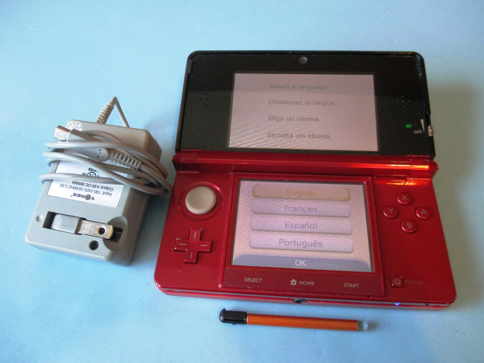 Nintendo 3DS Flame Red System w/Charger FREE Shipping!