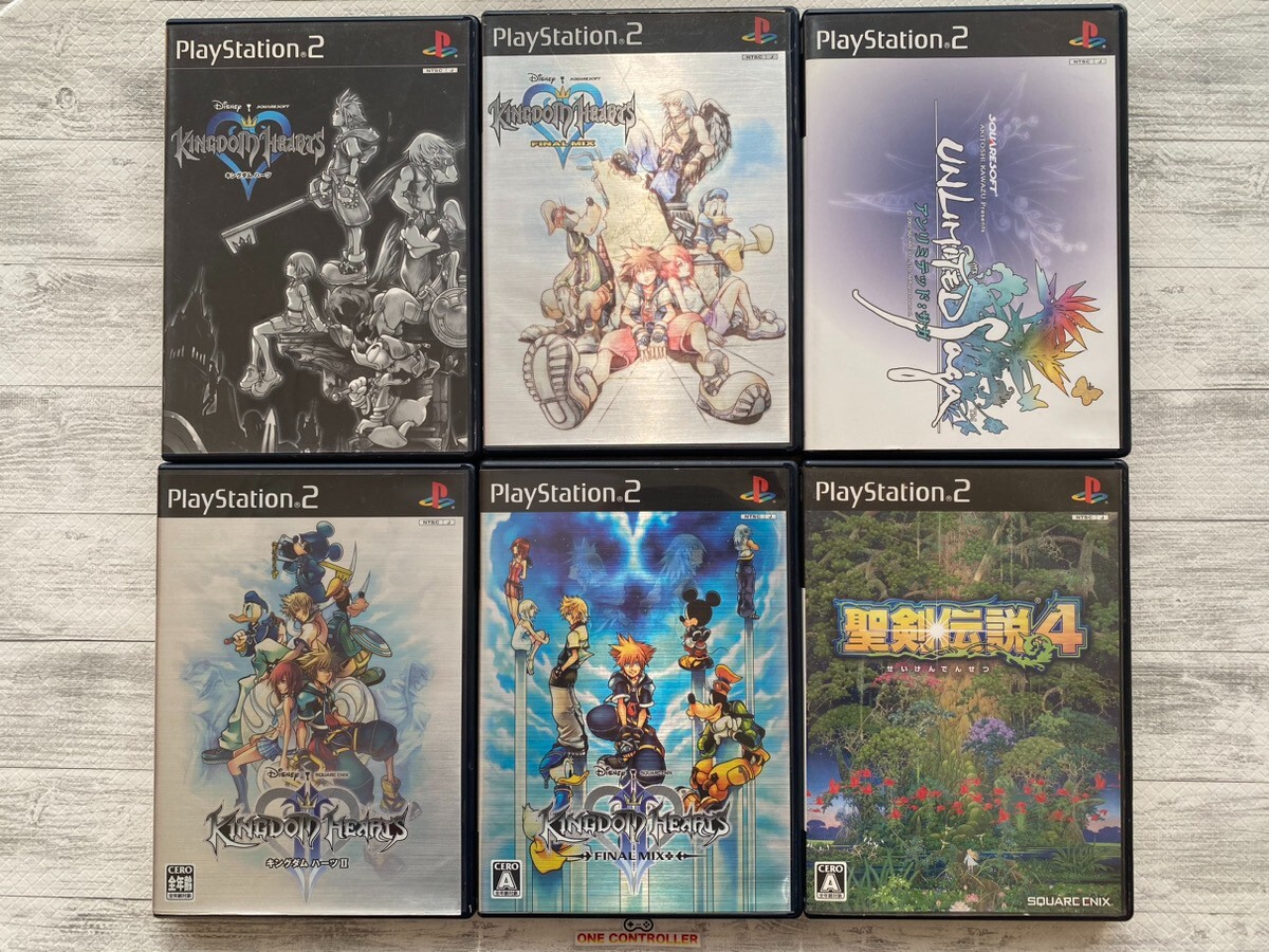 SONY PS2 Kingdom Hearts ⅠⅡ & Final Mix & Unlimited Saga & Seiken Densetsu 4 set