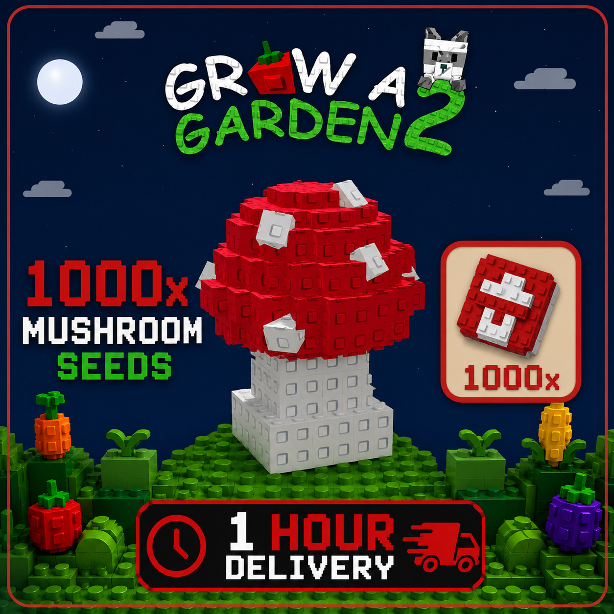 🔥Grow a Garden 2 Roblox✨ 1000X Mushrooms Seeds | Fast & Easy