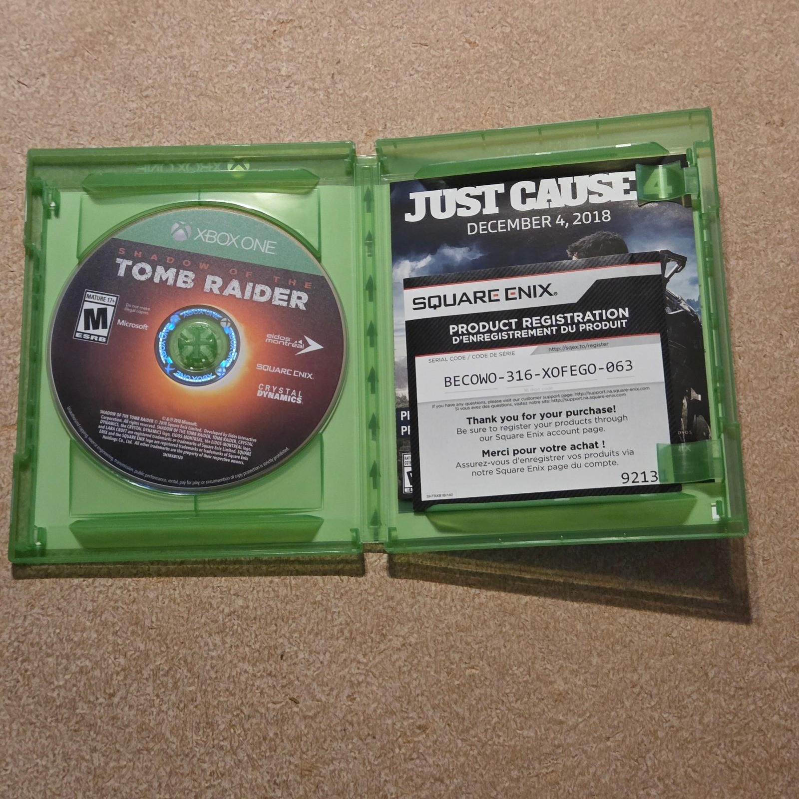 Square Enix Shadow of the Tomb Raider Xbox One N/A Green Good 4K HDR 2018