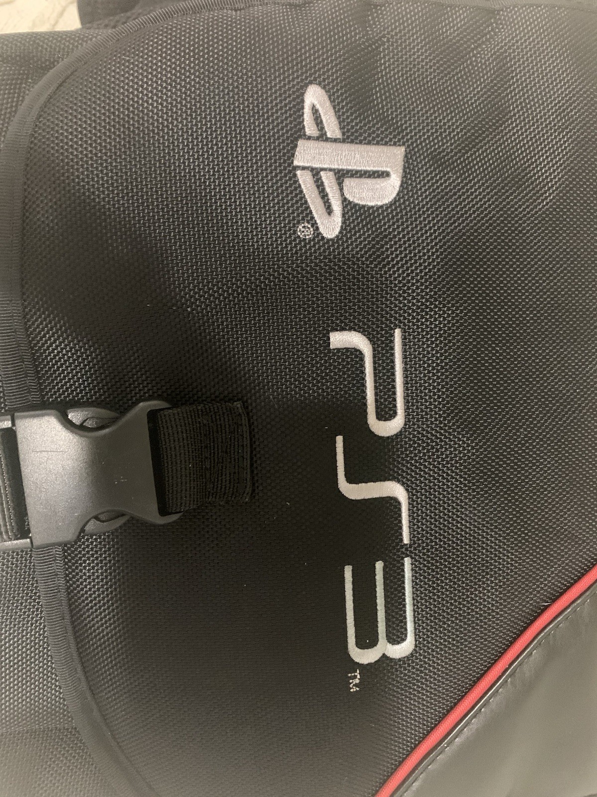 Sony PlayStation PS3 Backpack Padded Travel Carry Case Black/Red
