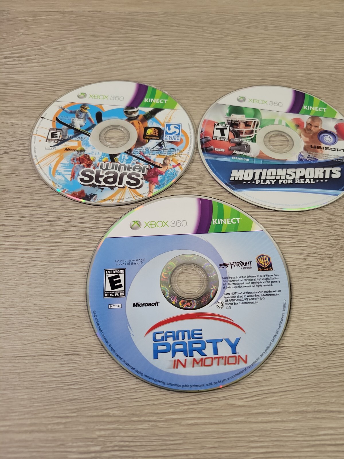 Lot Of 3 Video Games For Xbox 360 Kinect Winter Stars Motion Sports Game Party