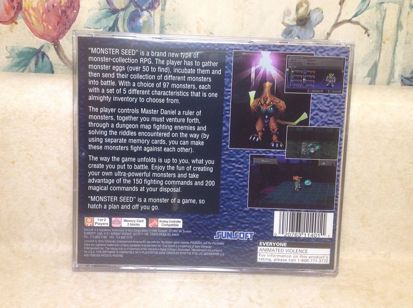 Sony Playstation 1 MONSTERSEED Video Game Complete with Manual