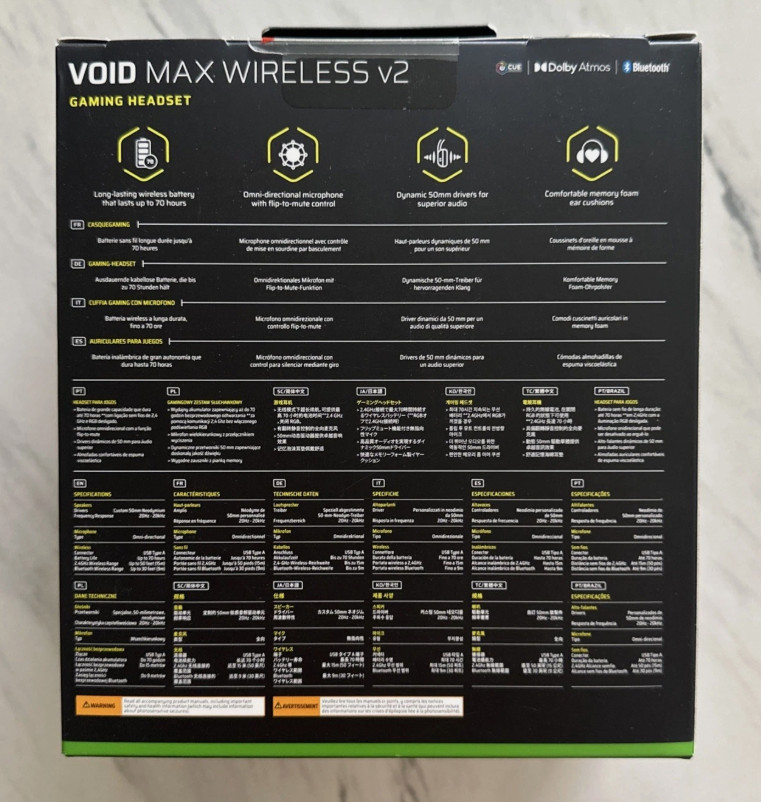 New Corsair VOID v2 MAX Wireless Gaming Headset Xbox PC PS5 Bluetooth Carbon