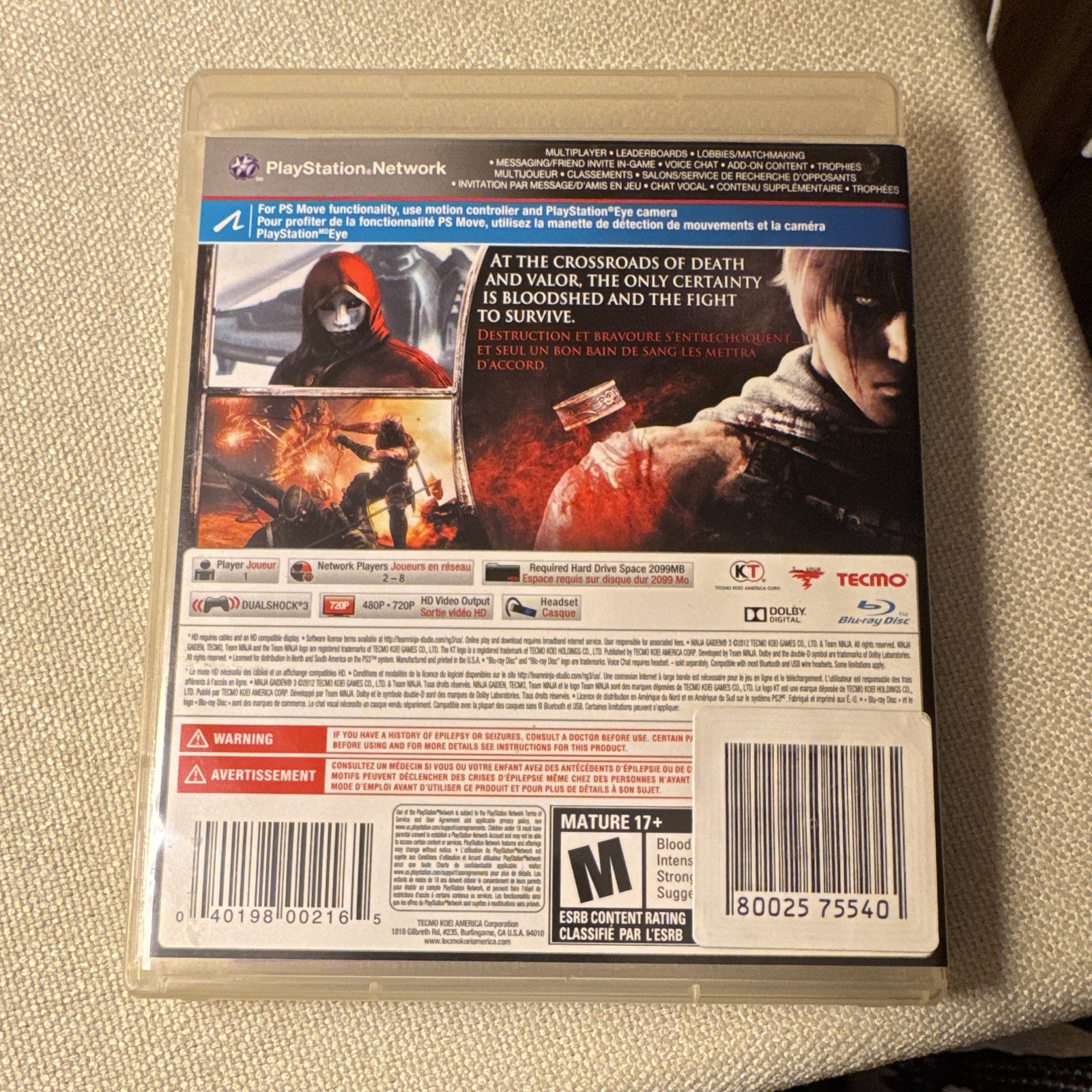 Ninja Gaiden 3 PS3 Action Adventure Hack and Slash M NTSC-U/C 2012 Manual