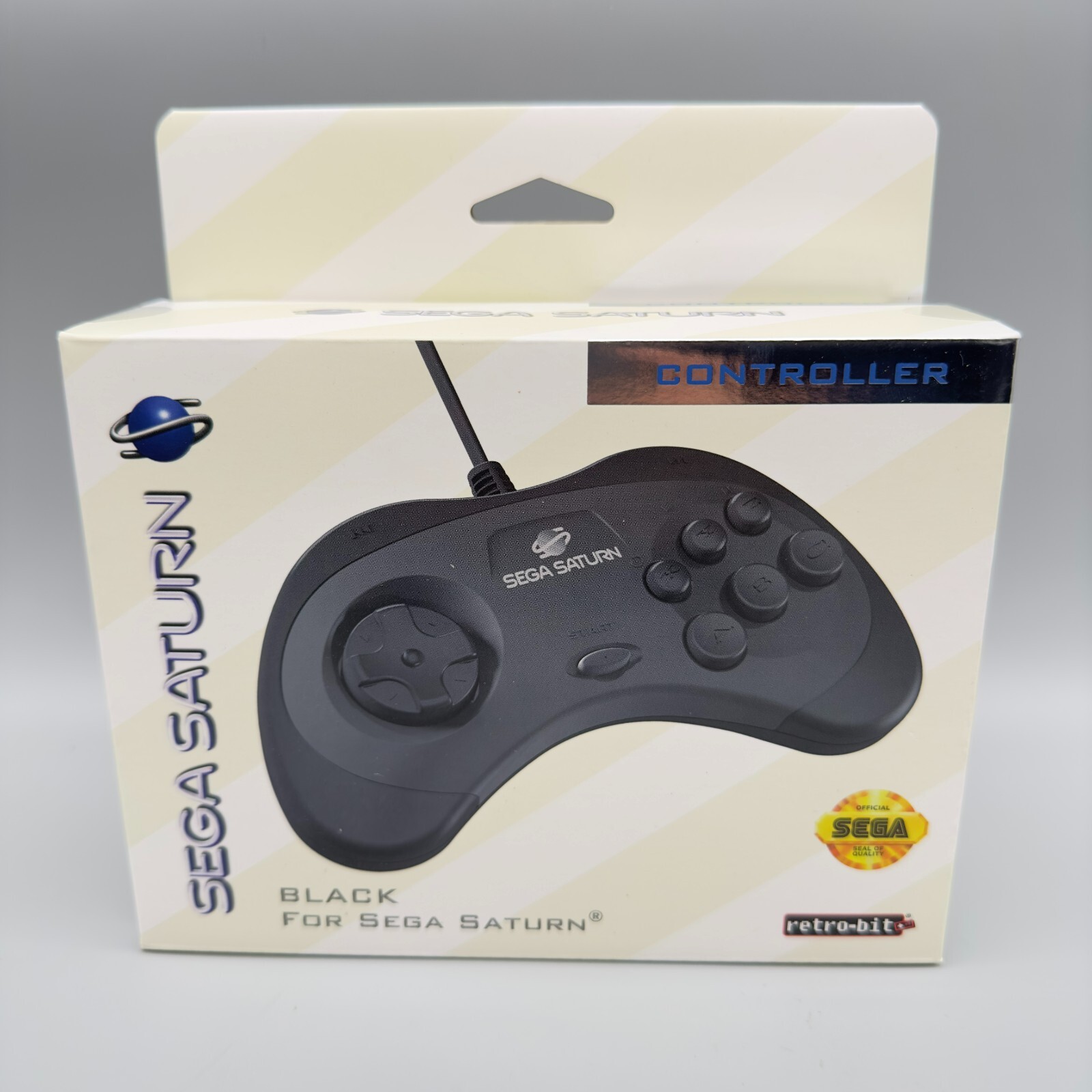 Retro-Bit Official Sega Saturn Controller Pad for Sega Saturn Black