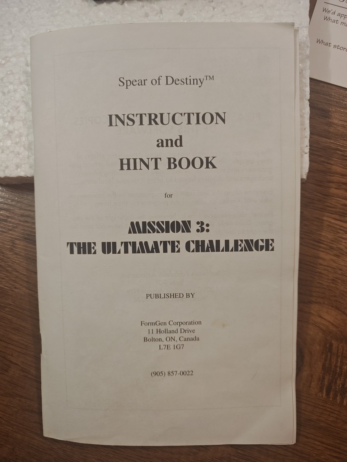 Wolfenstein Spear of Destiny Mission 3: Ultimate Challenge Complete In Box PC