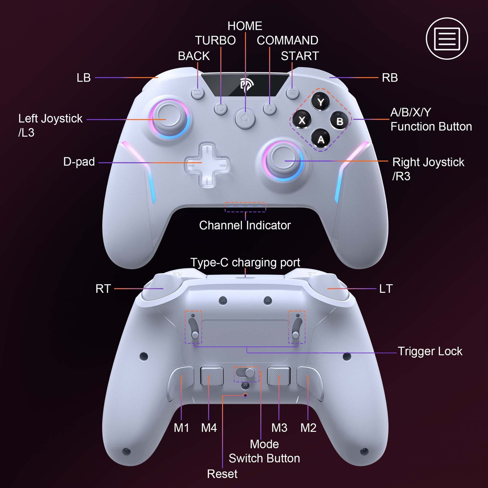 EasySMX X20 Elite Wireless Controller Hall Effect RGB PC Switch Android Gray