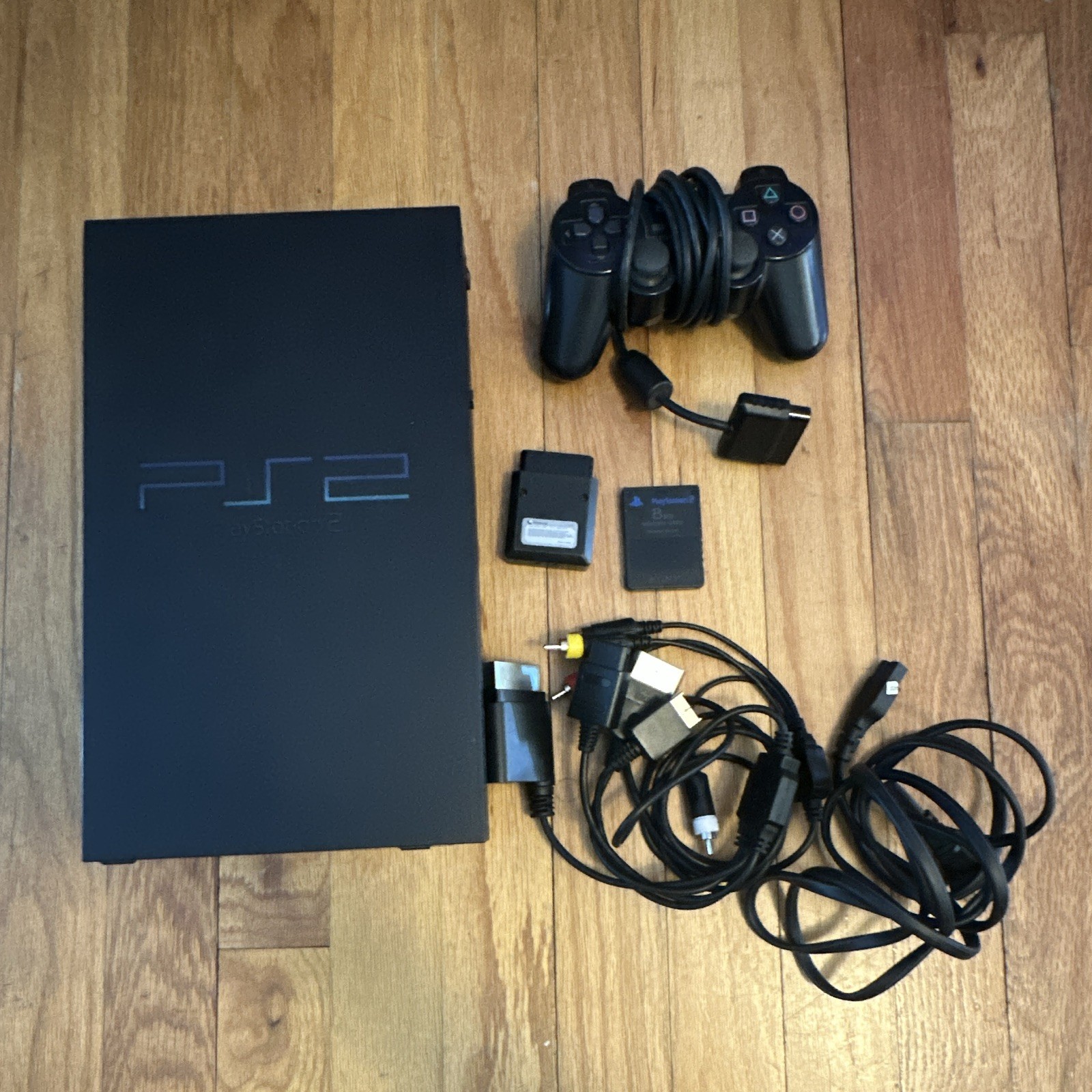 Sony PlayStation 2 PS2 NTSC-U/C Bundle w/ Controller, Cables, Dance Mat & Games