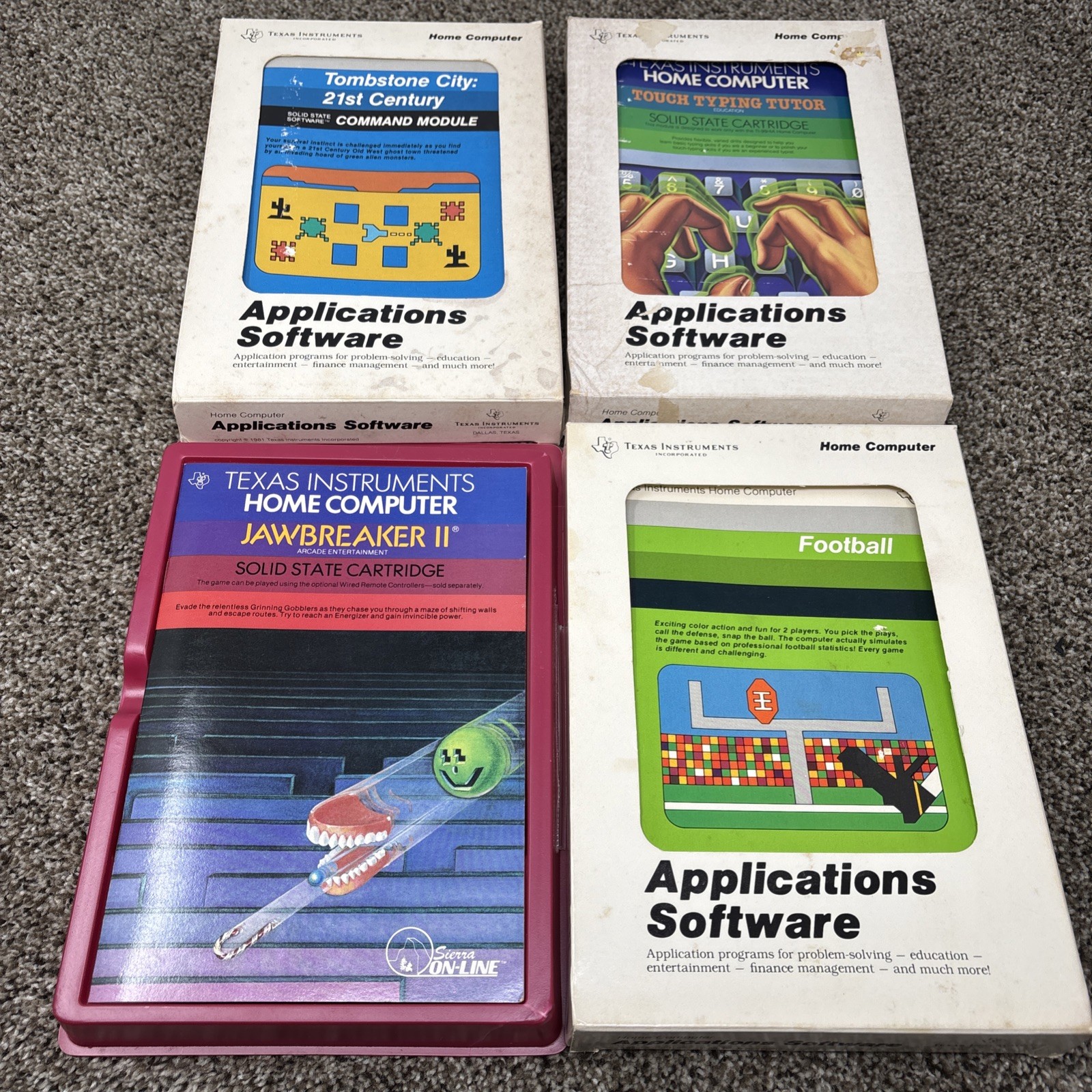 Ti99/4a CIB Game Lot Jawbreaker ii Tombstone City Football Touch Game Lot Tested