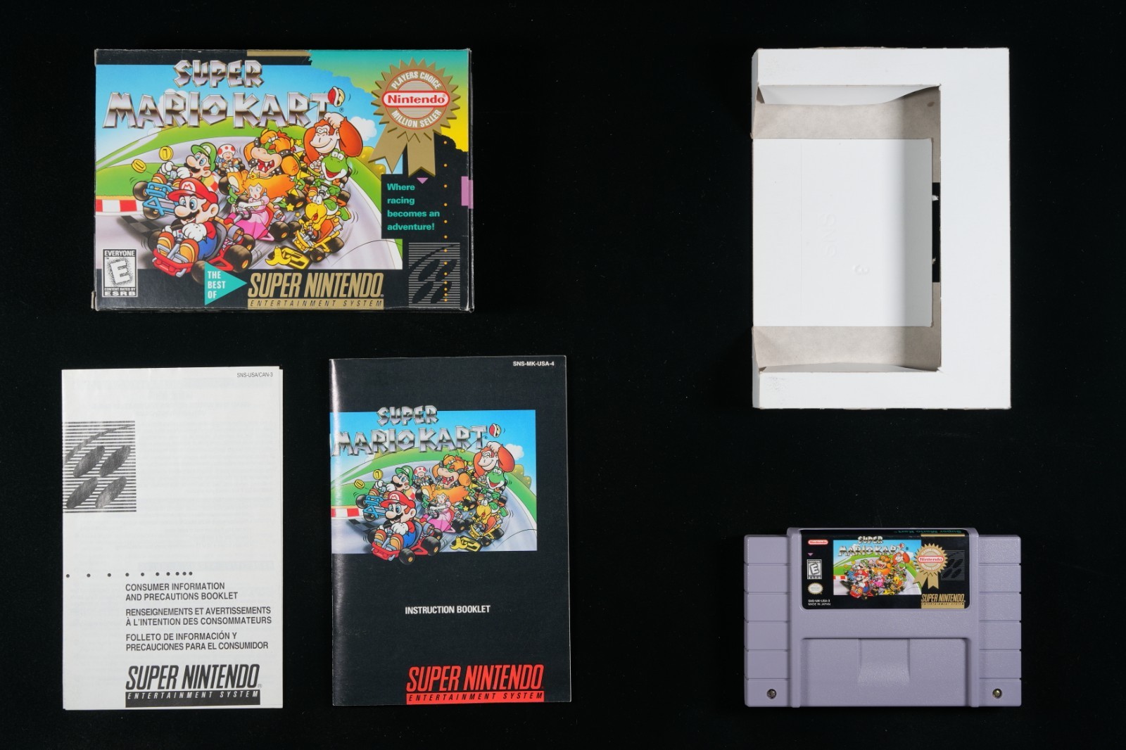 Super Mario Kart CIB + (Nintendo SNES, 1992) PSA 8.5. Cart And Manual 9.2