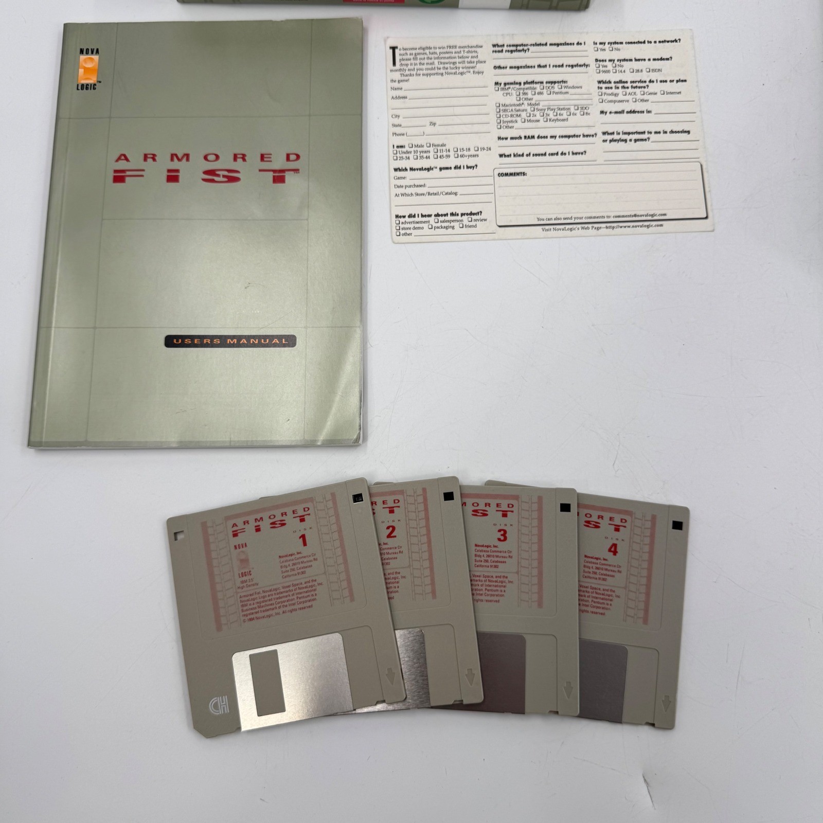 Nova Logic Armored Fist PC Game 3.5″ Floppy Disk Vintage Complete in Box