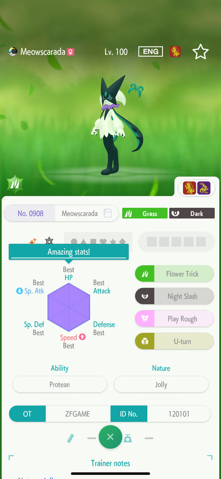 ✨6IV SHINY Meowscarada + EVS🚀 POKEMON HOME✨Champions✨Online delivery⚡