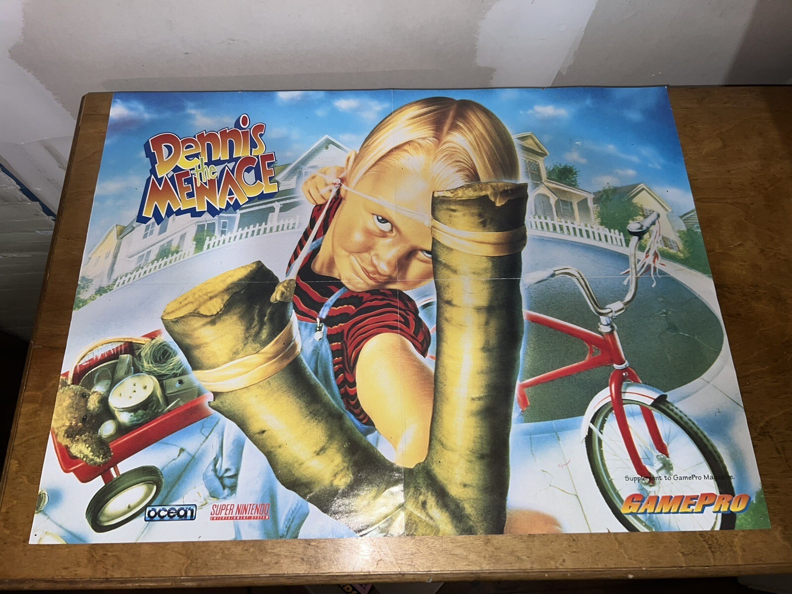 Dennis the Menace Super Nintendo Promo Poster: 2 Sided w/House Map! 1993 Gamepro