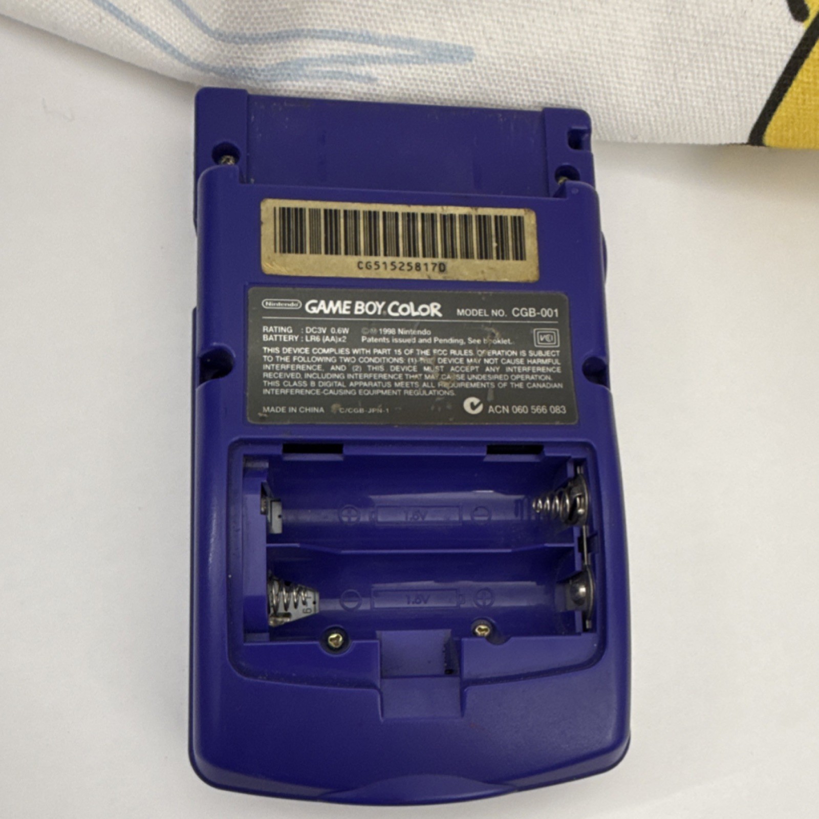 Nintendo Game Boy Color CGB-001 Purple Handheld System Battery Powered