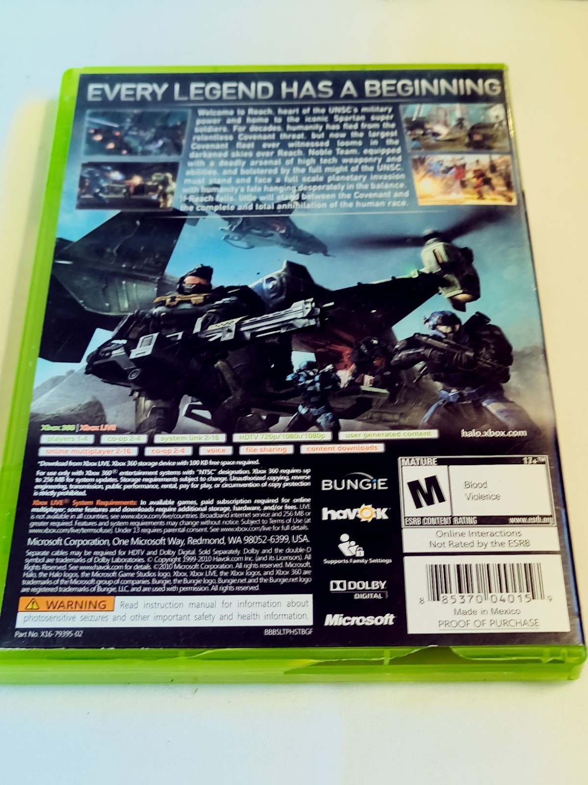 Halo Reach Microsoft Xbox 360 CIB Complete TESTED & WORKING Case Damage