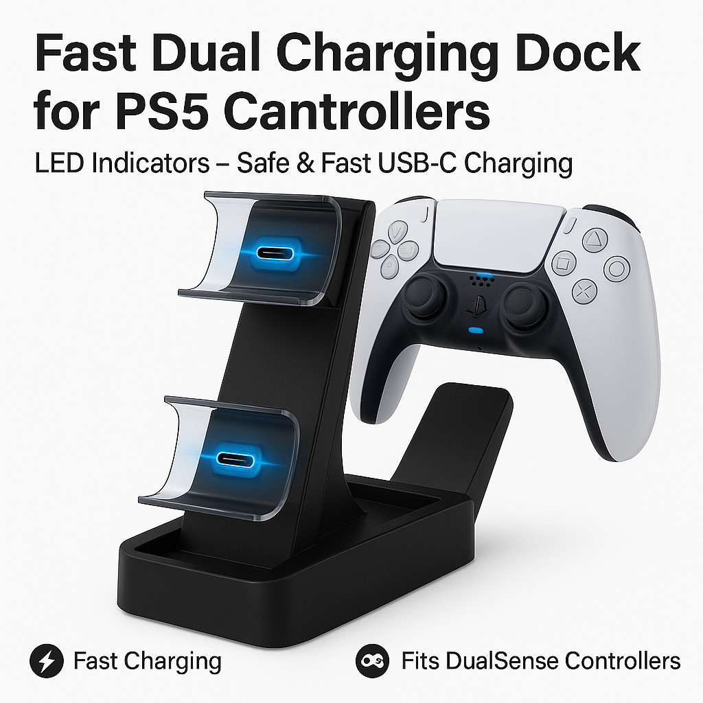 PS5 Controller Charger, Dual Fast Charging Station for PlayStation5 DualSense