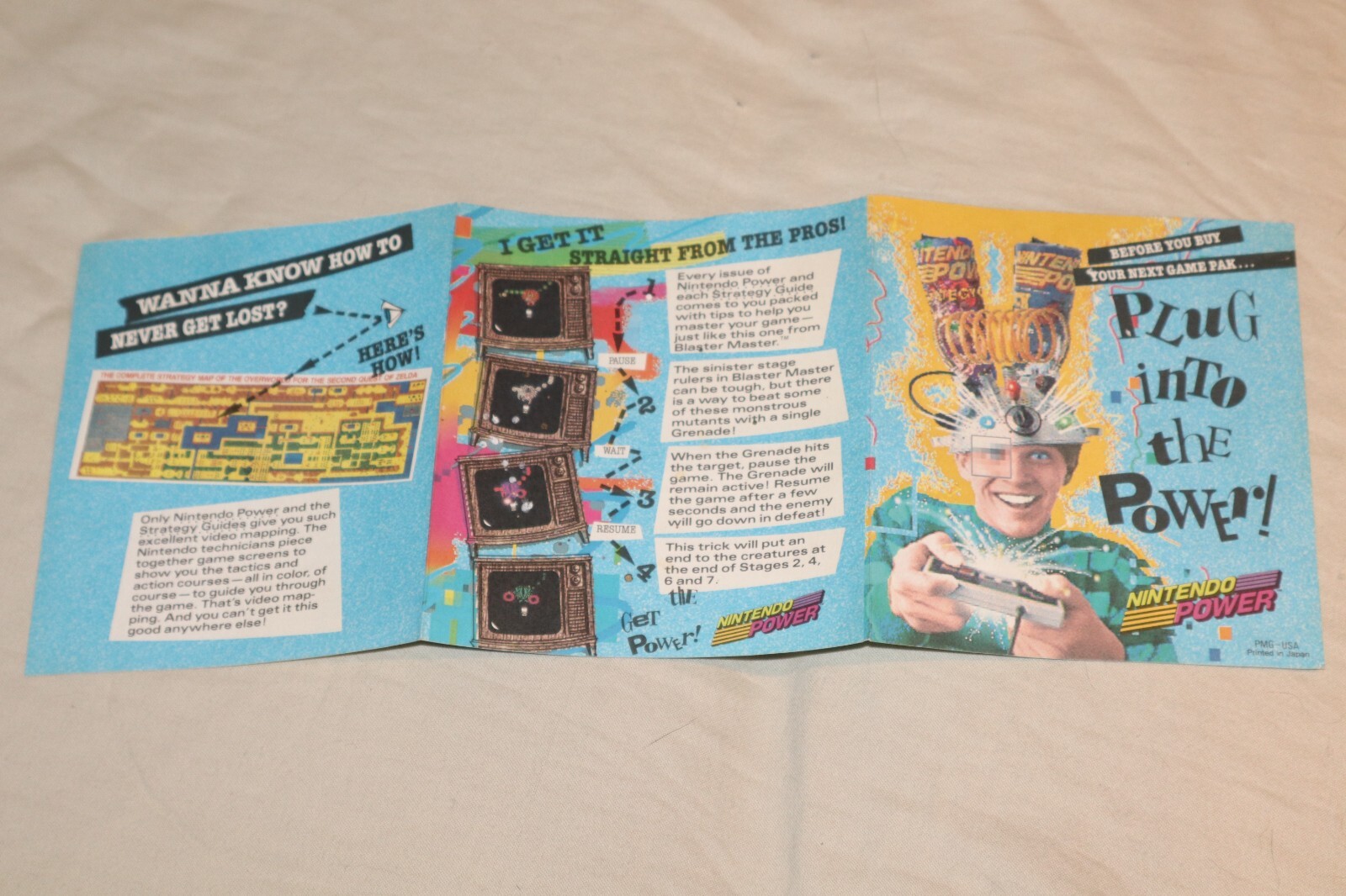 Nintendo Power NES Game Insert PMG-USA Vintage Fold-Out Plug into the Power!