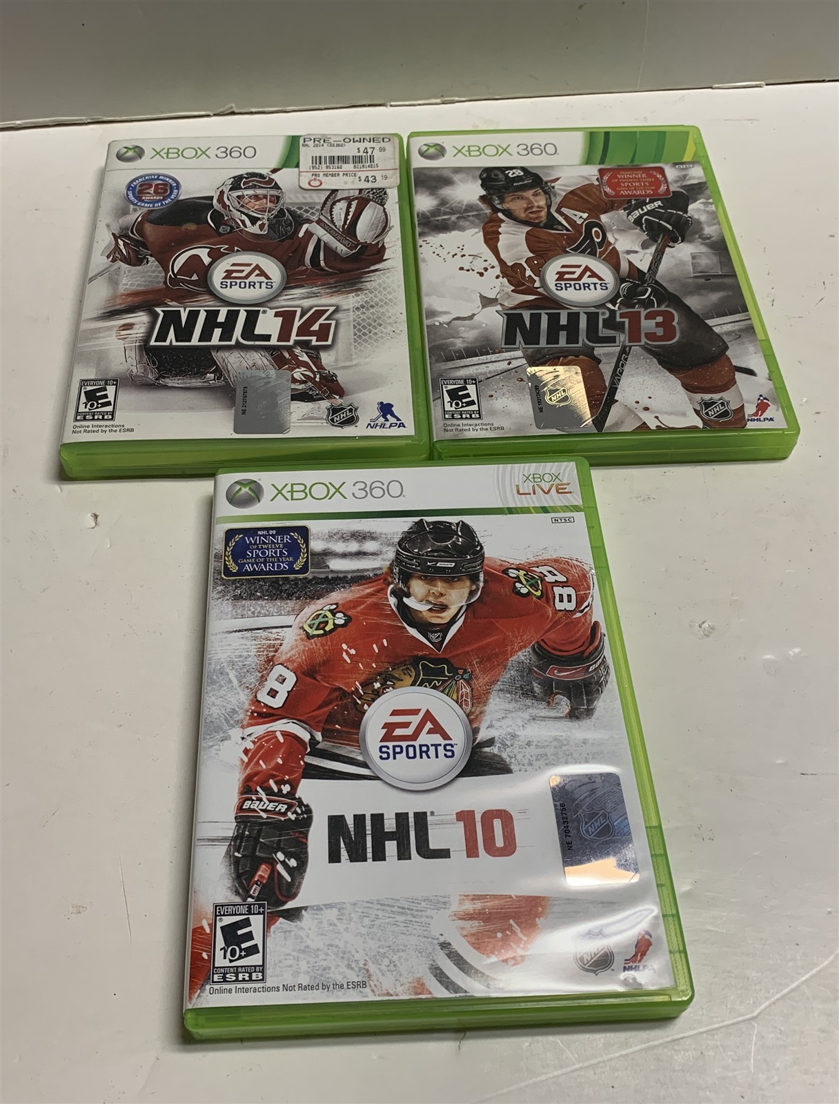 Lot of 3 NHL Hockey 10 13 & 14 Microsoft Xbox 360 Video Games