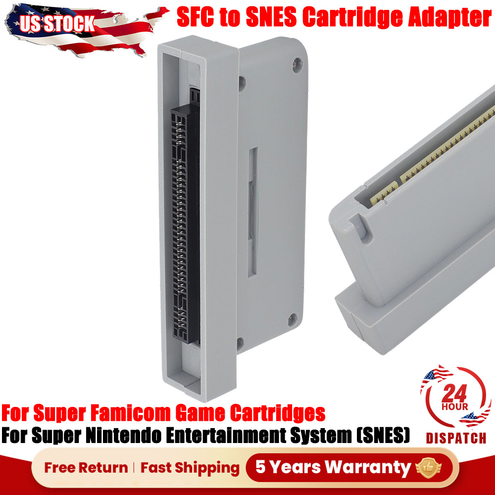 SFC ⇄ SNES Cartridge Adapter – For Super Nintendo & Super Famicom Plug-In Gray
