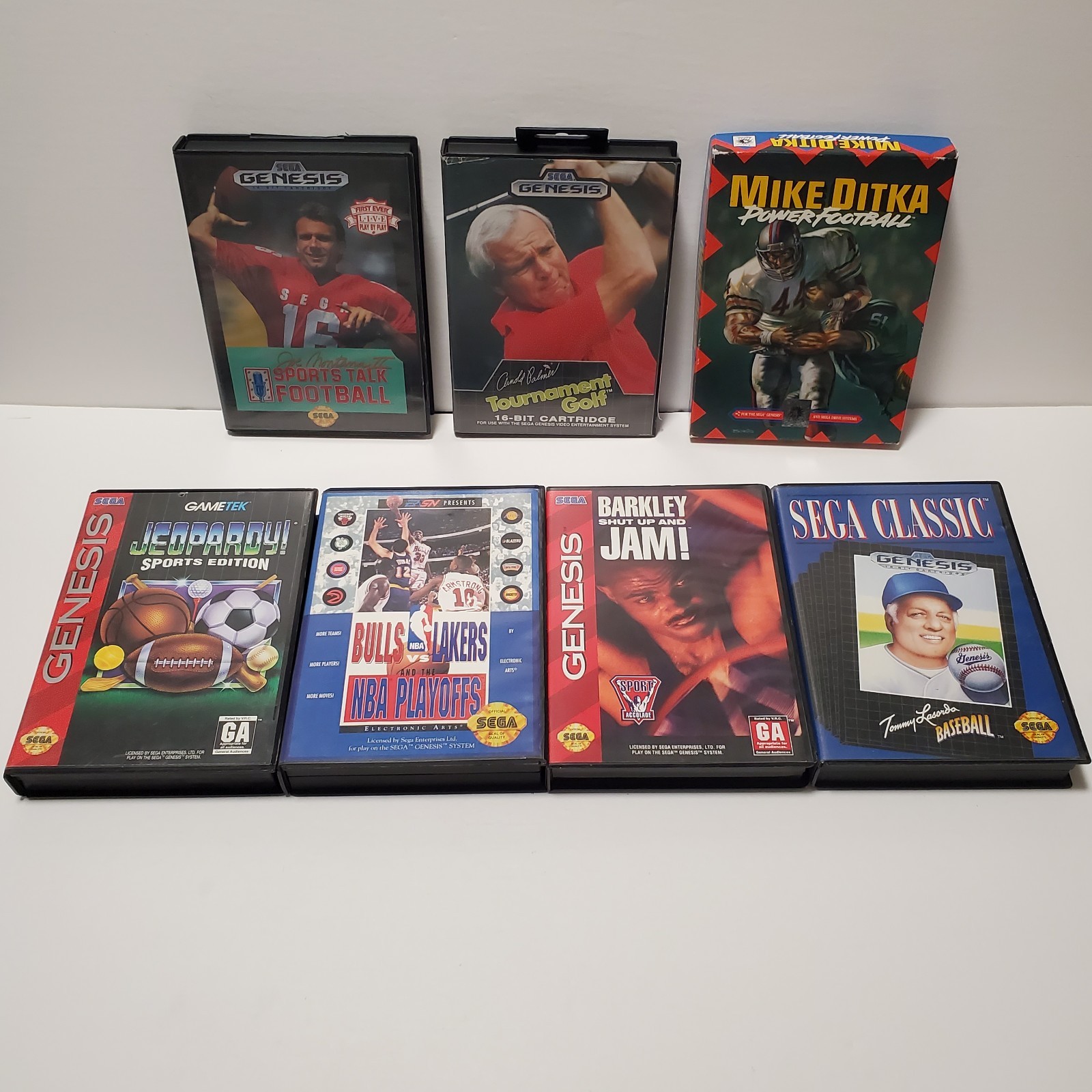Sega Genesis Mixed Lot – 7 Sports Games Baseball Golf Football Basketball TESTED