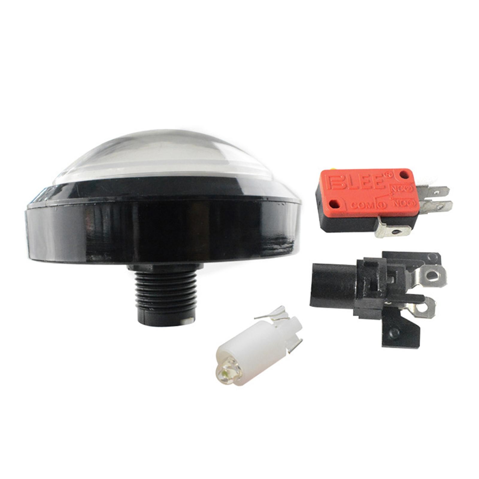 White 60mm Arcade Round Push Buttons Illumilation 12V LED Light With Microswitch
