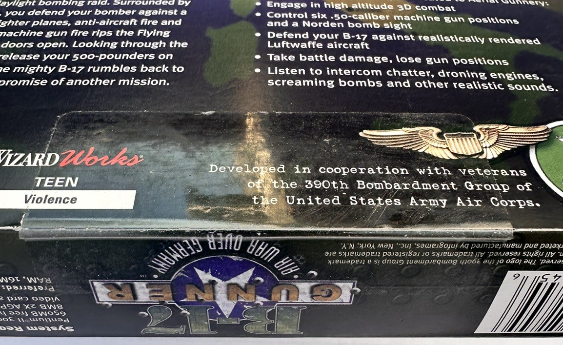 B-17 Gunner: Air War Over Germany (PC, 2001) Big Box