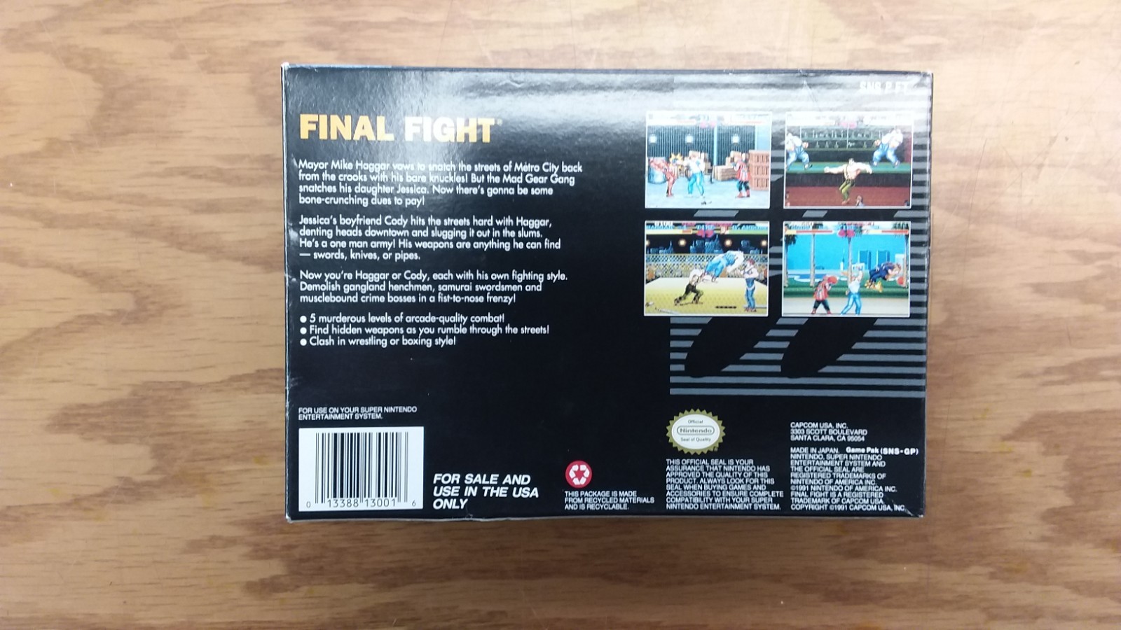 FINAL FIGHT (Super Nintendo, 1991) Near CIB NO WARRANTY CARD