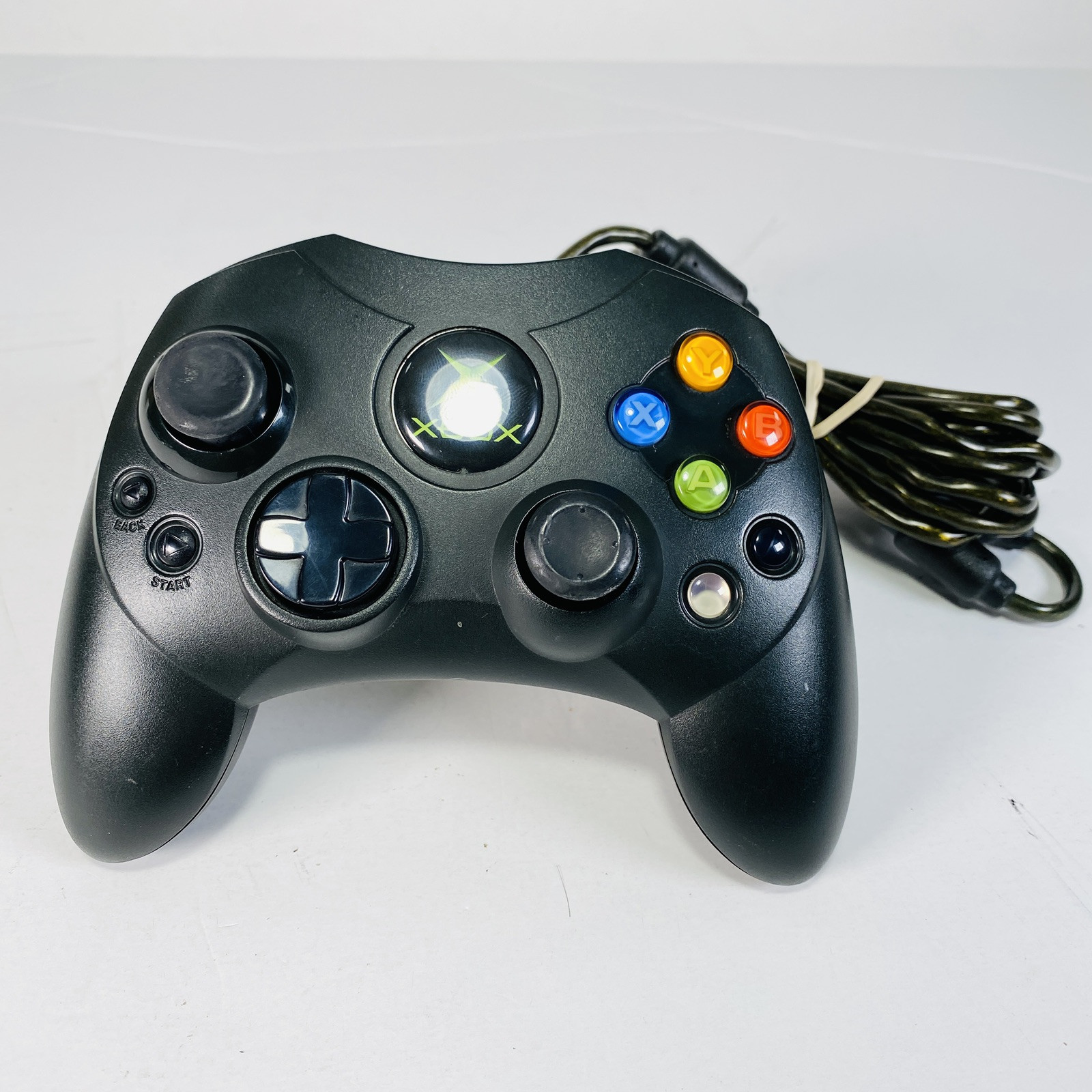 Original Xbox OEM Controller S Type Black X08-69873 w/ Breakaway Cable WORKS