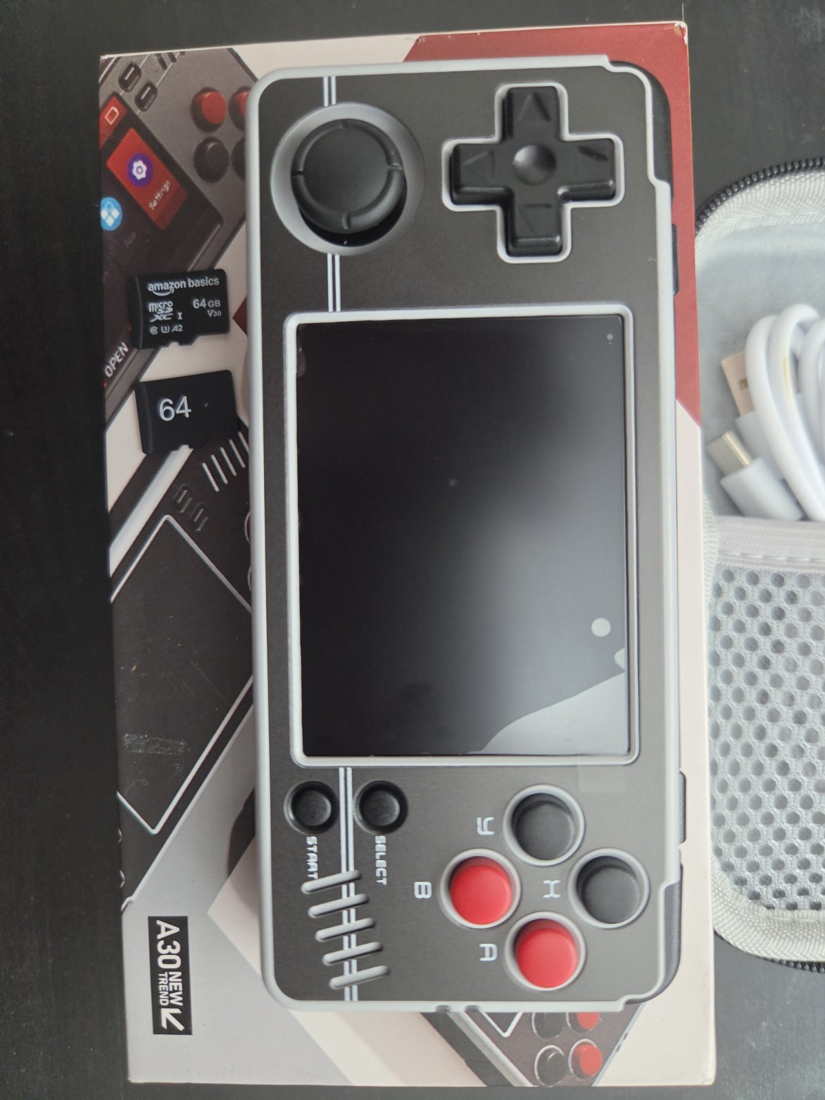 Miyoo A30 Retro Handheld Game Console,Portable Game Emulator – Grey & White