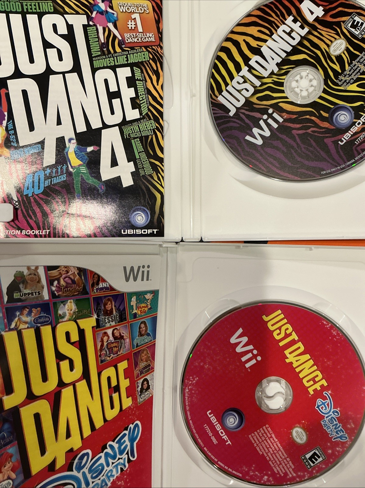 Just Dance 4 & Just Dance Disney Party For Nintendo Wii, Complete CIB – 2 Games
