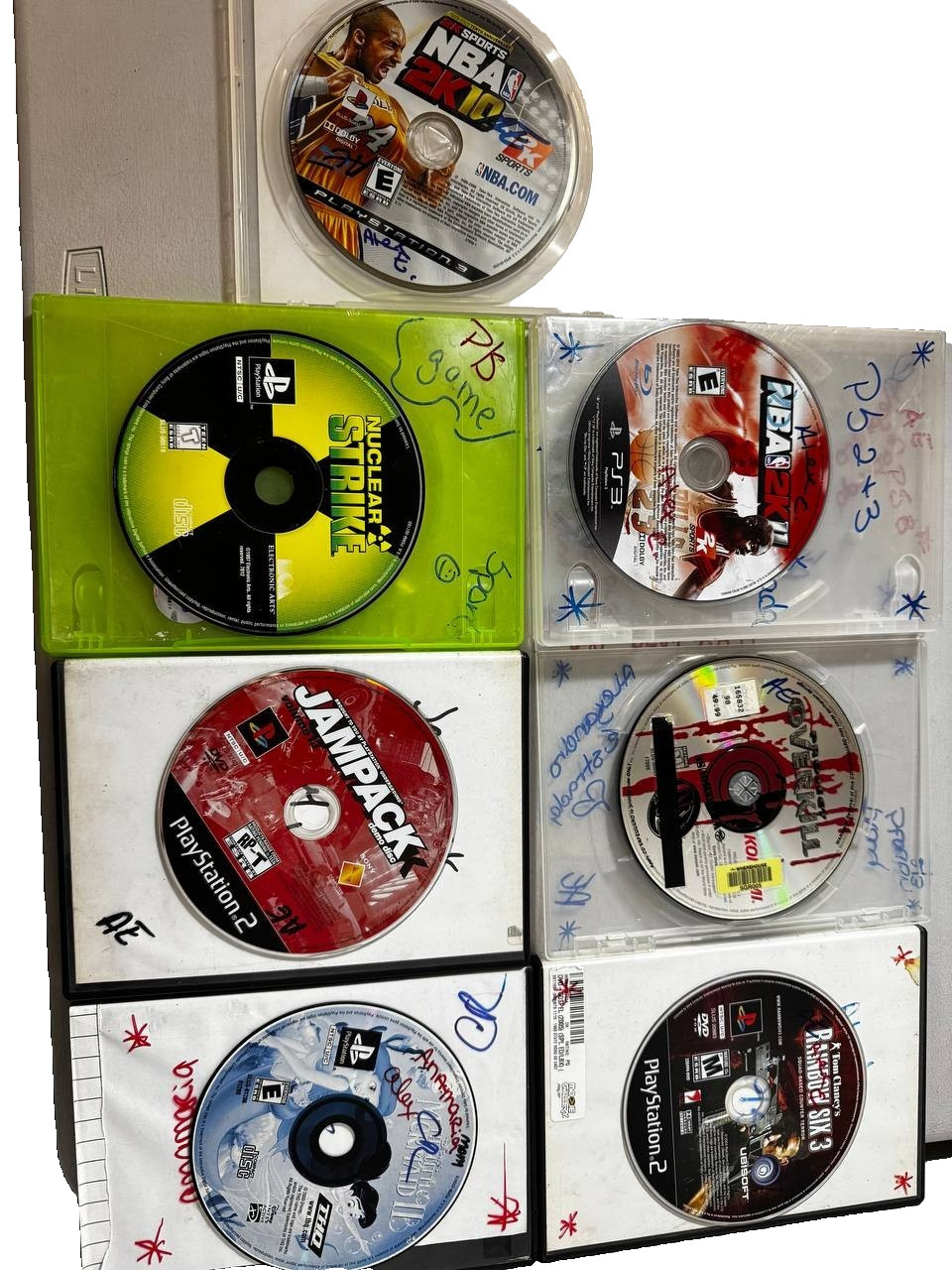 Sony PlayStation 1 2 3 Games Bundle Lot of 7 NBA 2K10 Rainbow Six 3 Overkill Tes