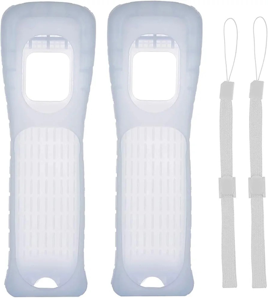 x2 New Nintendo Wii Remote Black Rubber Silicone Gel Covers Sleeves & Straps