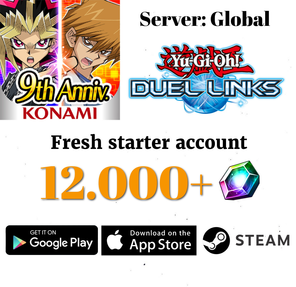 Yu Gi Oh Duel Links Fresh Global Server 12000+ Gems IOS ANDROID STEAM