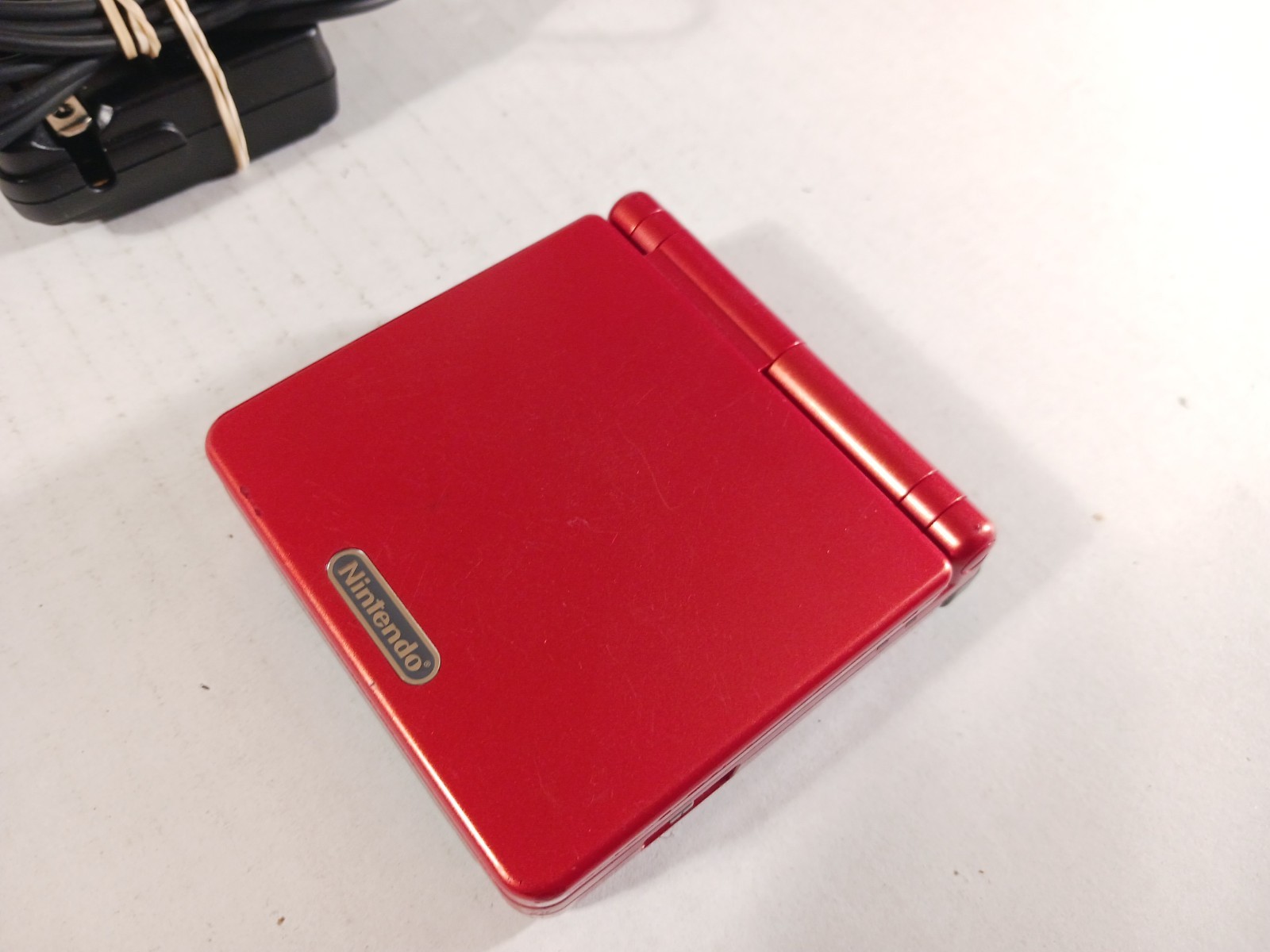GBA SP Console Flame Red AGS-001 Nintendo Game Boy Advance Tested Good Shape