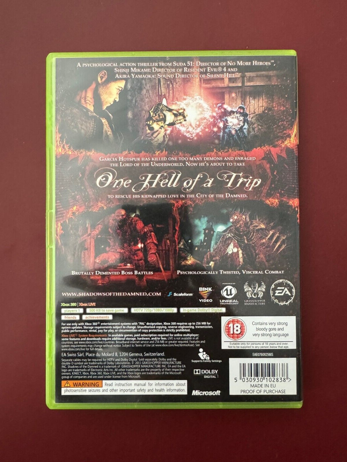 xbox 360 SHADOWS OF THE DAMNED Game (Works On US Consoles) REGION FREE PAL UK