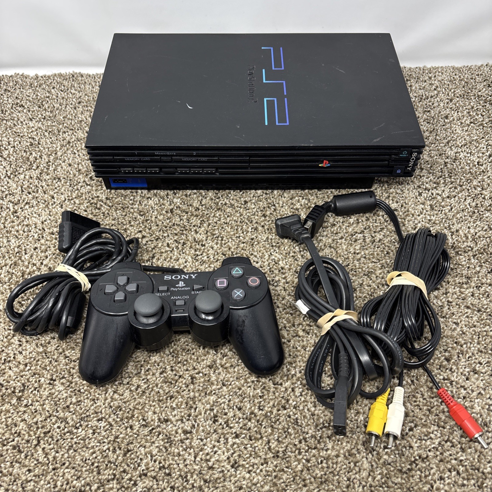 PlayStation 2 Ps2 Fat Console Bundle With OEM Controller And Cables Tested