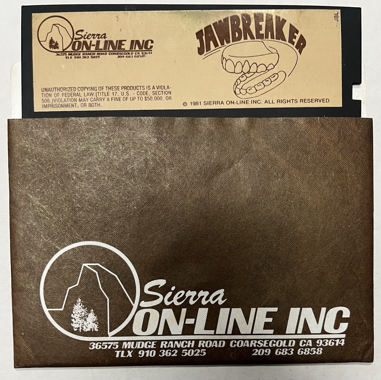 Jawbreaker (Sierra Online Inc 1981) Apple II – 48K Diskette – CIB – Vintage Rare