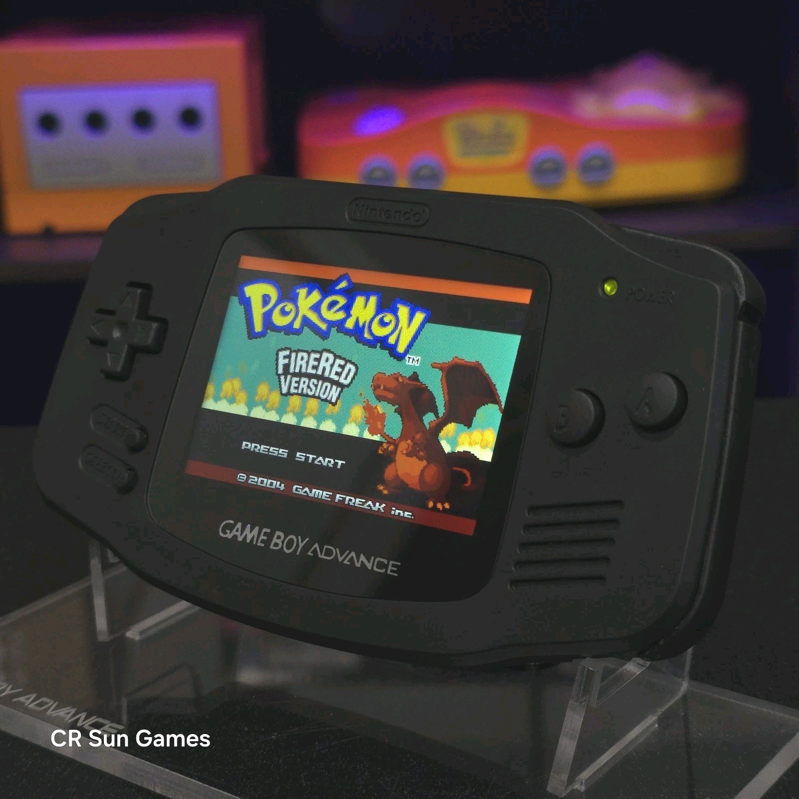 Black On Black Game Boy Advance GBA Console with iPS V5 Backlit LCD