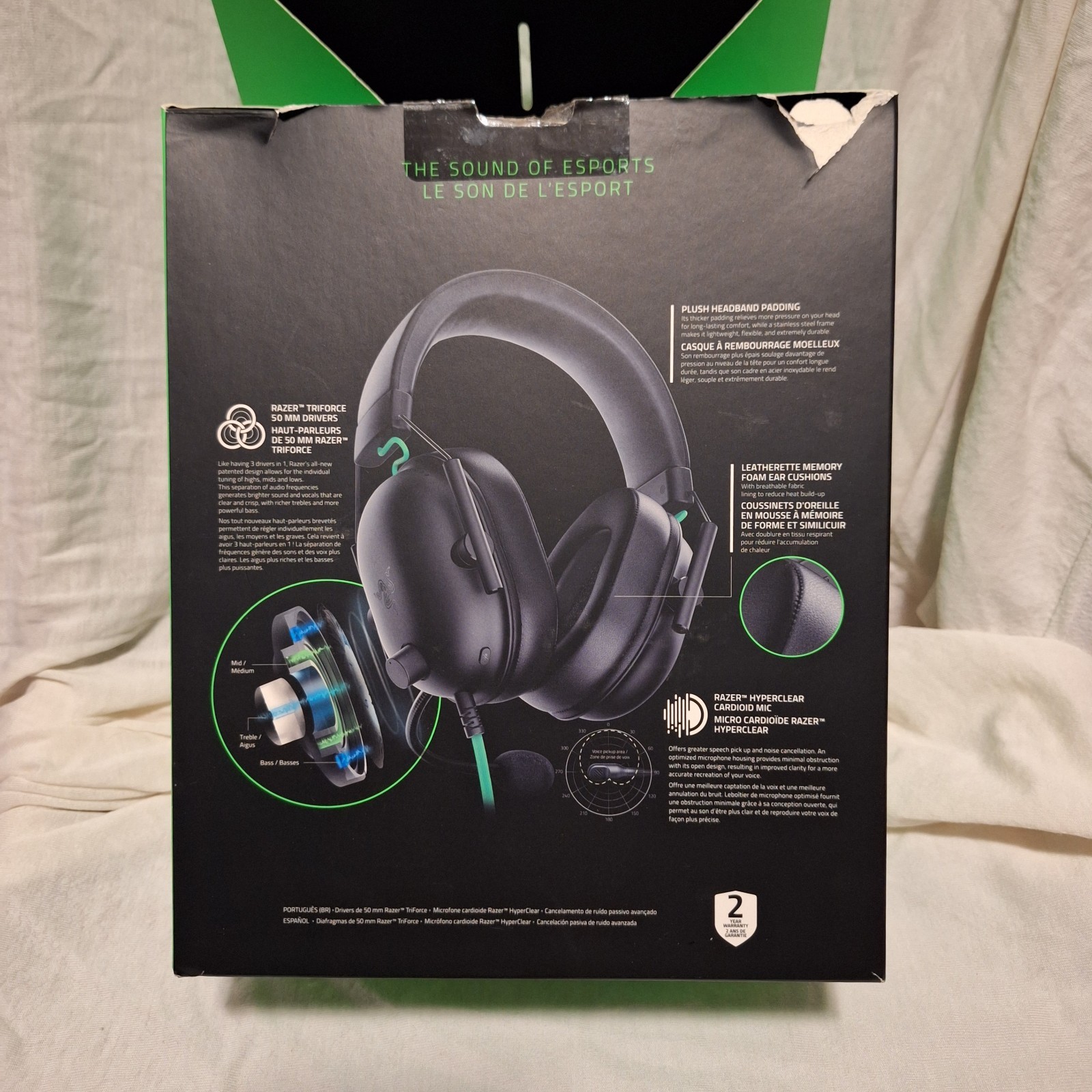 Razer Blackshark V2 X Black Over the Ear Gaming Headset Wired Lightly Used w/Box