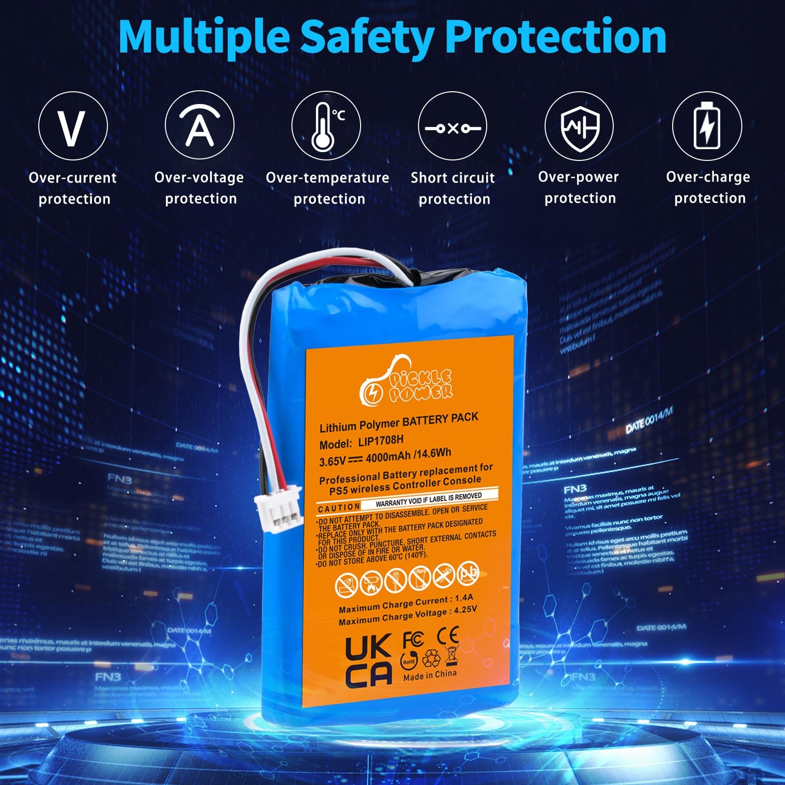 Pickle Power 2 Pack 4000mAh LIP1708 Battery for Sony PS5 PlayStation 5 DualSe…
