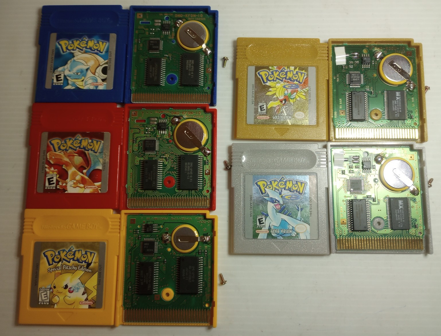Nintendo Gameboy Pokemon Blue Red Yellow Gold Silver Good Labels New Batteries