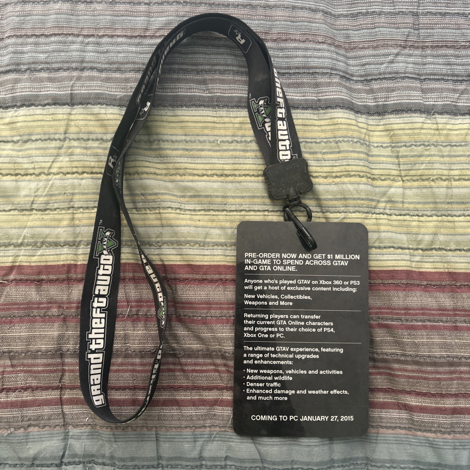 Grand Theft Auto V Promo Lanyard Preorder Badge *SEE PICS*