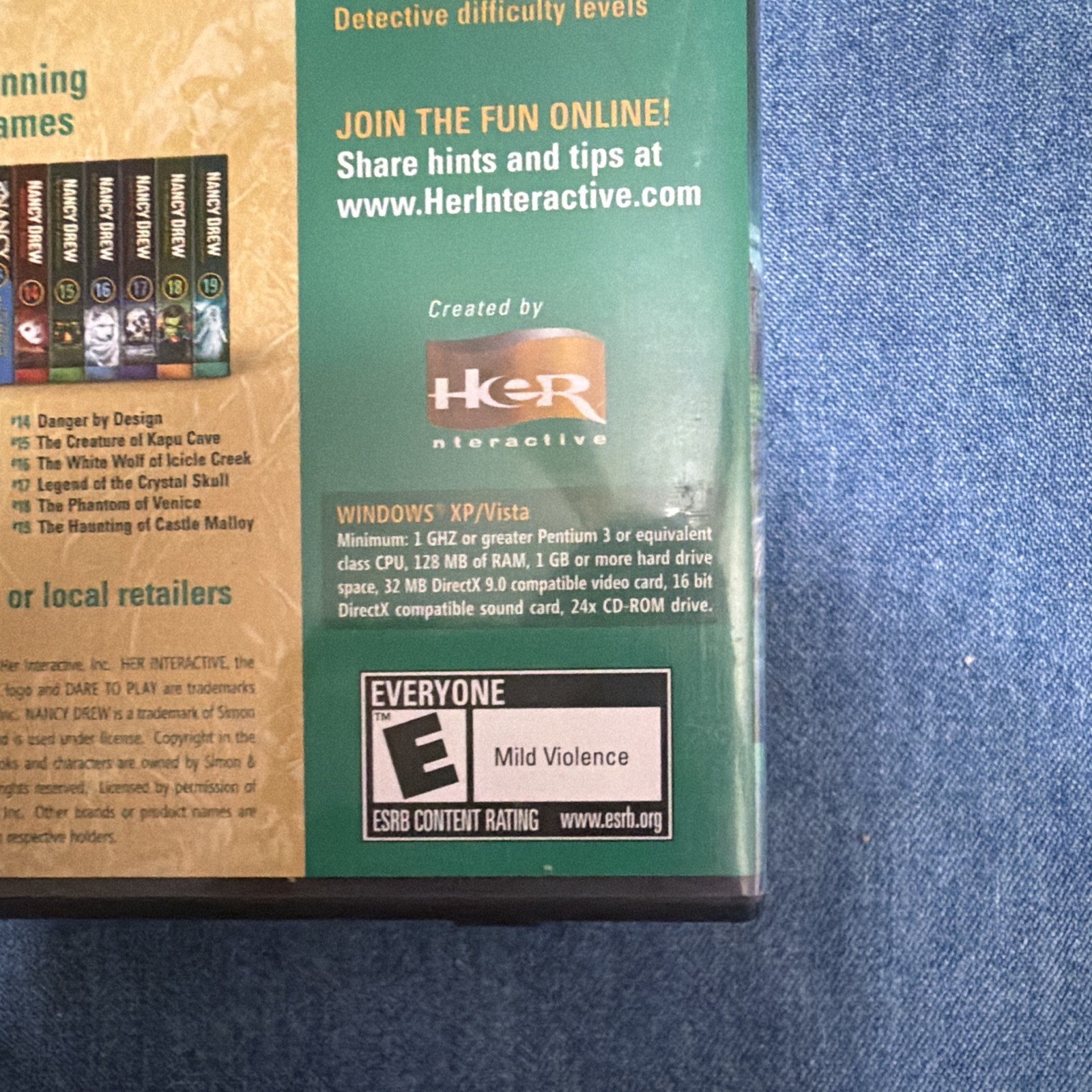 Her Interactive Nancy Drew: The Haunting of Castle Malloy PC CD-ROM Mystery E