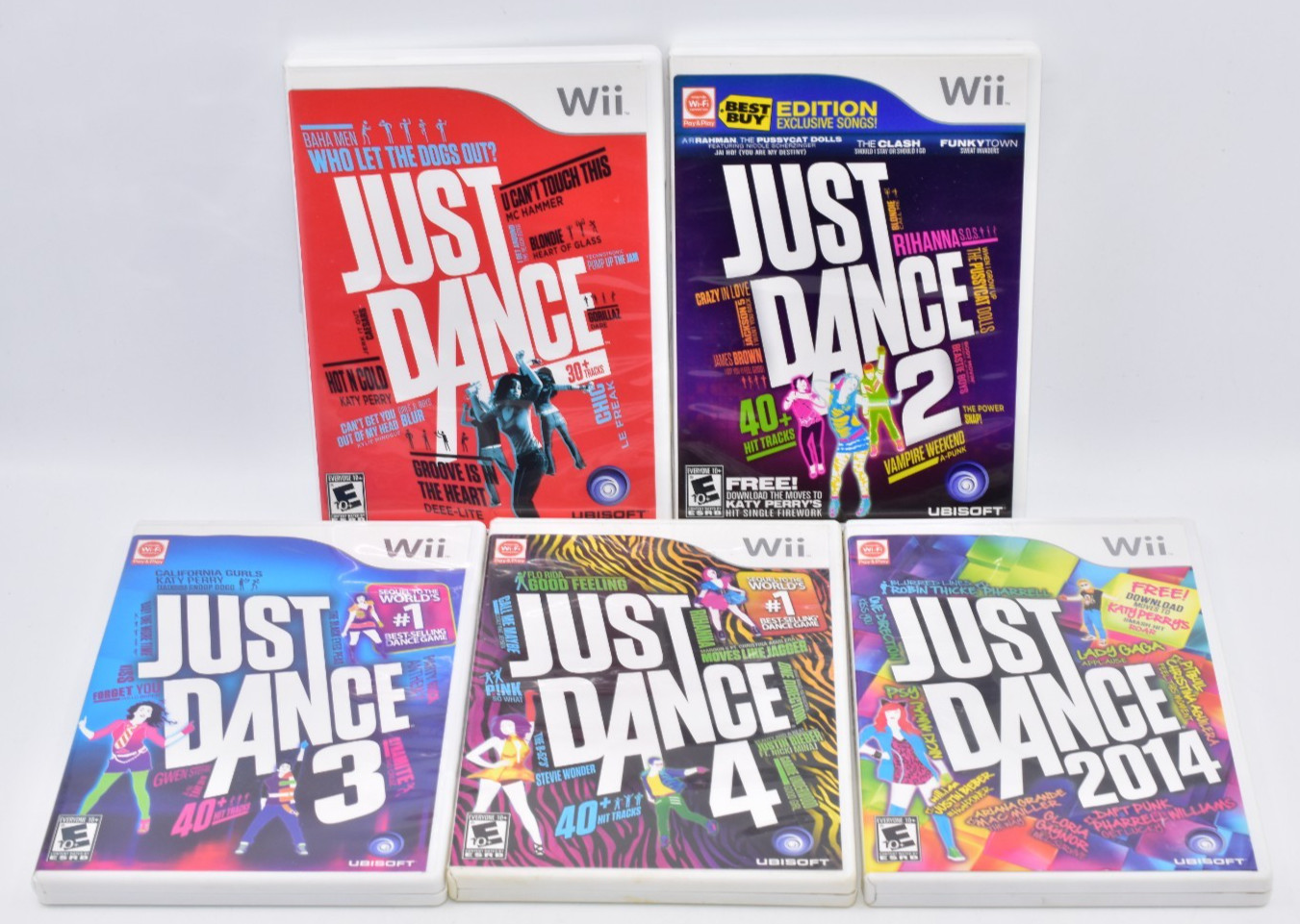 Wii Just Dance Just Dance 1 2 3 4 & Just Dance 2014 Game Bundle Tested & Working